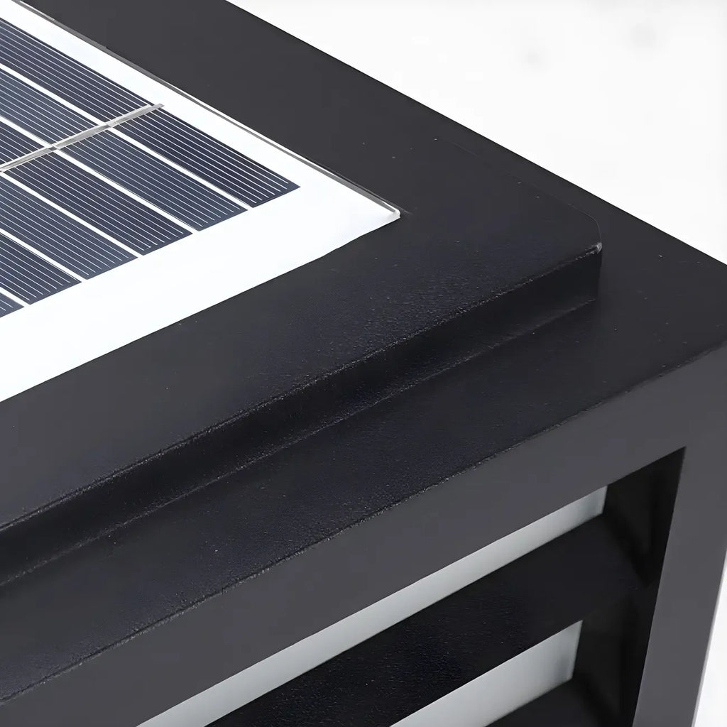 Lampes solaires LED rectangulaires noires pour poteaux extérieurs