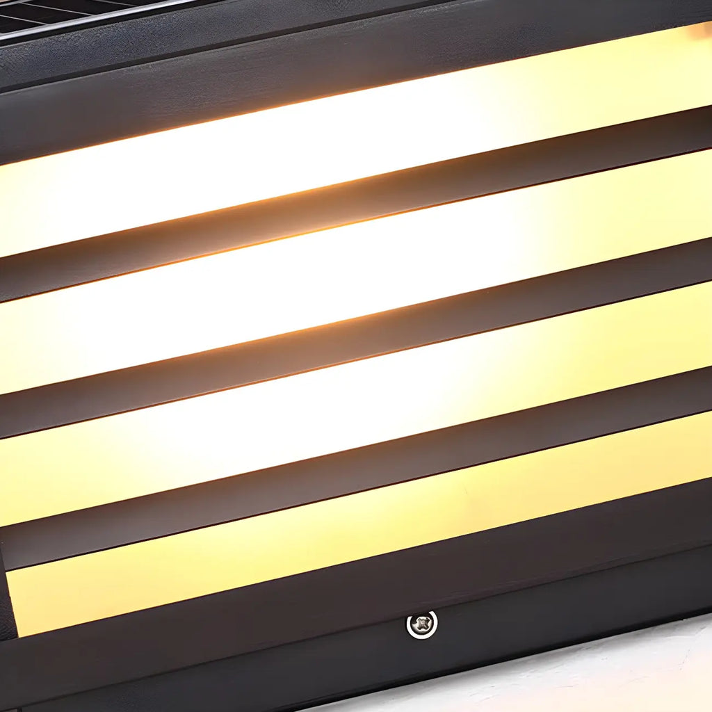 Lampes solaires LED rectangulaires noires pour poteaux extérieurs