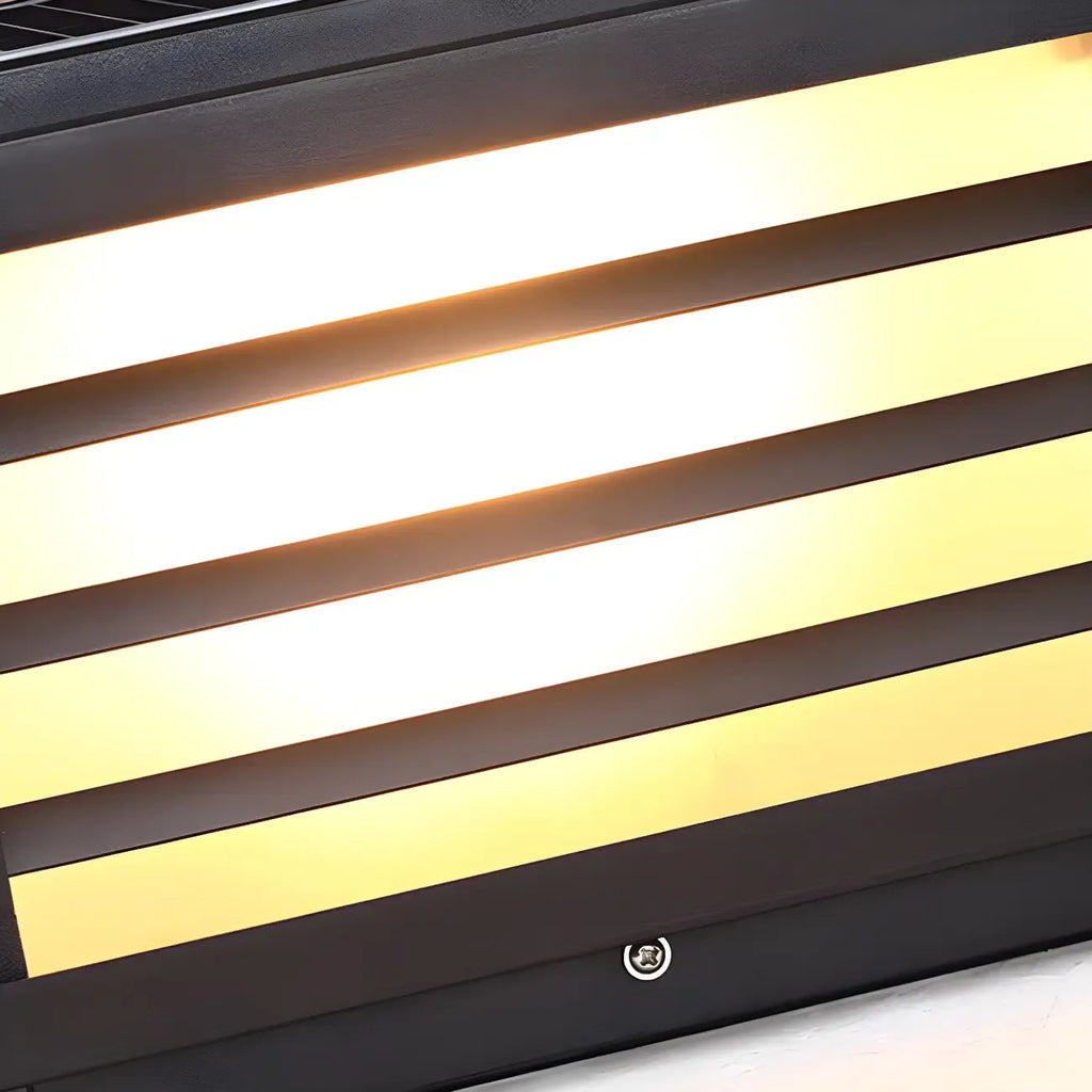 Lampes solaires LED rectangulaires noires pour poteaux extérieurs