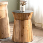 Table d'appoint ronde rustique en bois avec finition naturelle