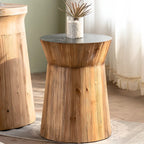 Table d'appoint ronde rustique en bois avec finition naturelle
