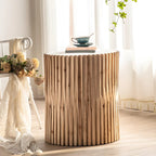 Table d'appoint ronde rustique en bois avec finition naturelle