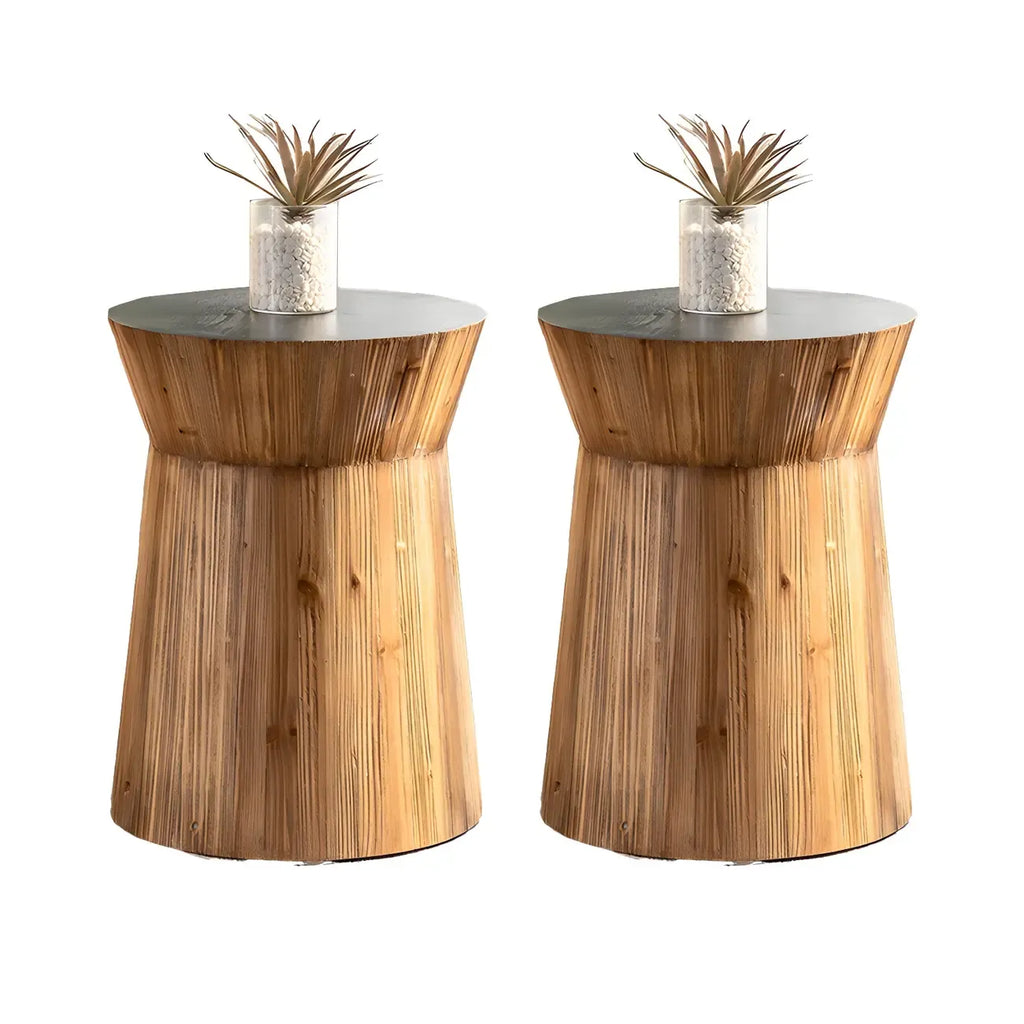 Table d'appoint ronde rustique en bois avec finition naturelle