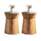 Table d'appoint ronde rustique en bois avec finition naturelle