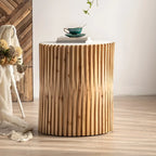 Table d'appoint ronde rustique en bois avec finition naturelle