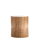 Table d'appoint ronde rustique en bois avec finition naturelle