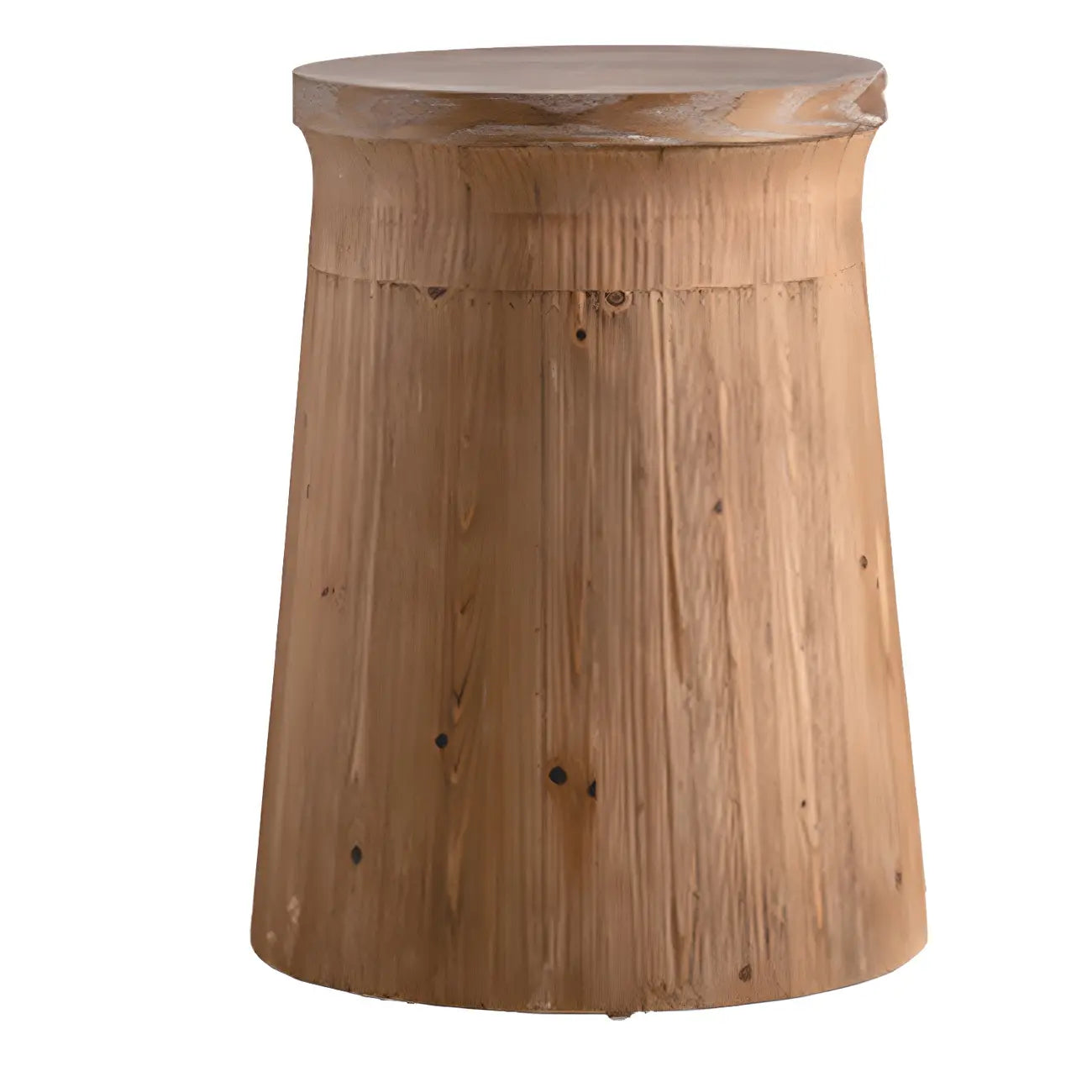 Table d'appoint ronde rustique en bois avec finition naturelle