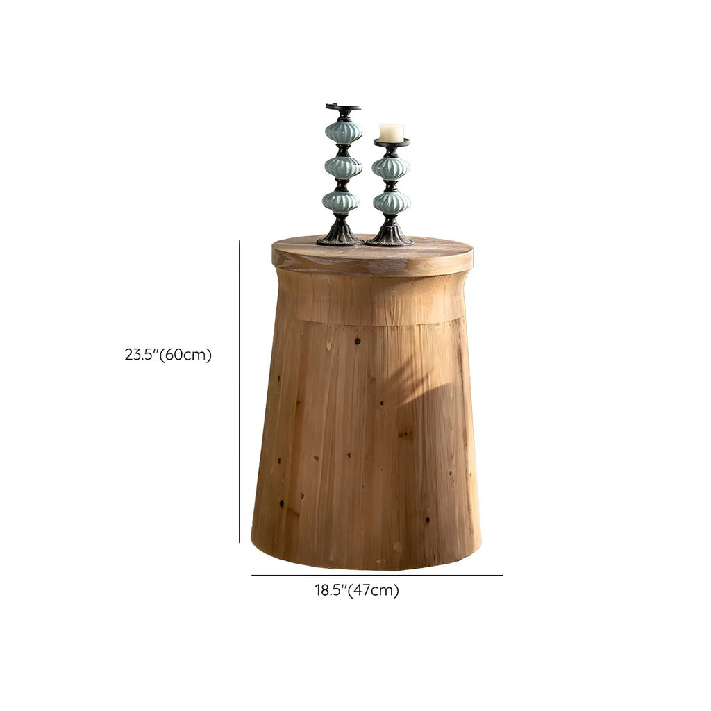 Table d'appoint ronde rustique en bois avec finition naturelle