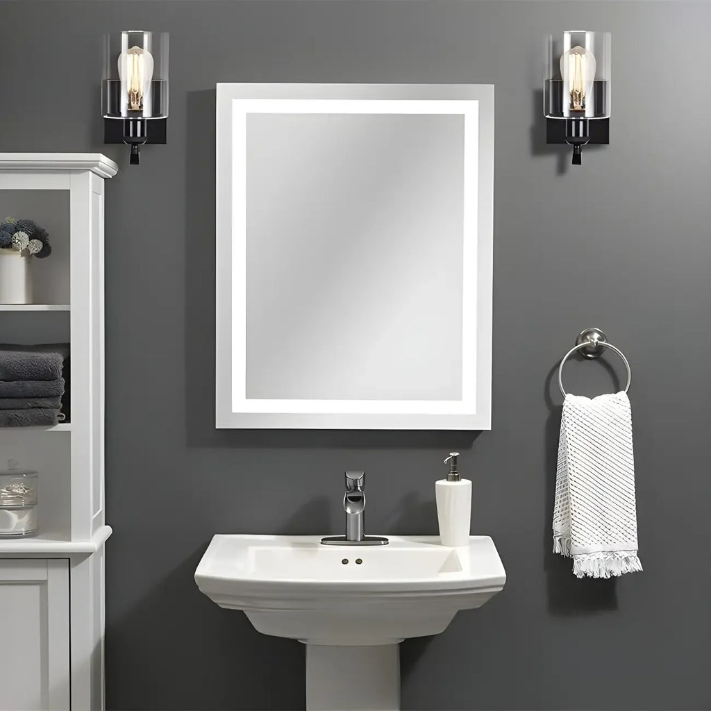 Applique murale moderne cylindrique en métal et verre à une lumière pour salle de bain