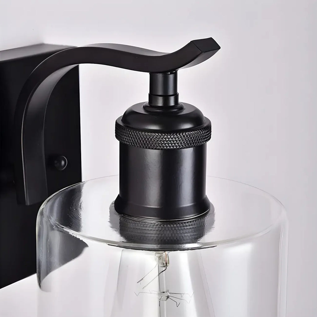 Applique murale moderne cylindrique en métal et verre à une lumière pour salle de bain