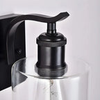 Applique murale moderne cylindrique en métal et verre à une lumière pour salle de bain