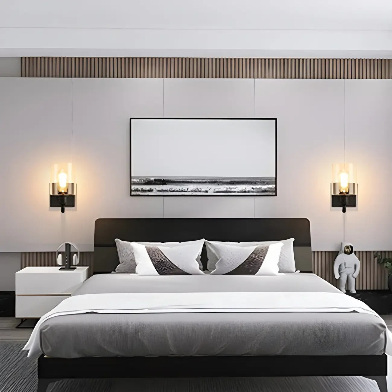 Applique murale moderne cylindrique en métal et verre à une lumière pour salle de bain