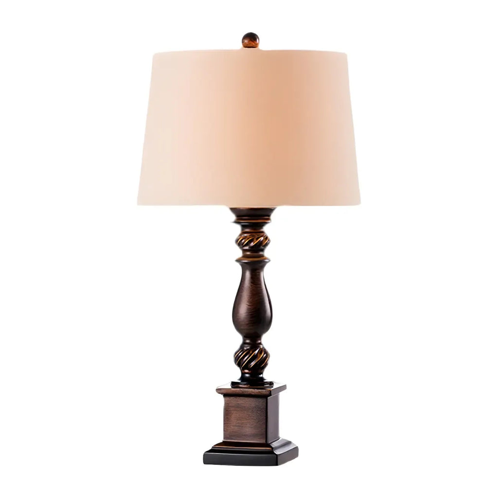 Lampe de table LED traditionnelle en résine brune pour éclairage de chevet