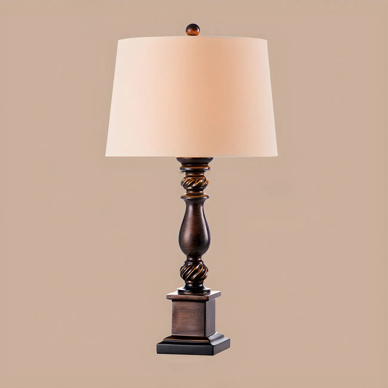 Lampe de table LED traditionnelle en résine brune pour éclairage de chevet