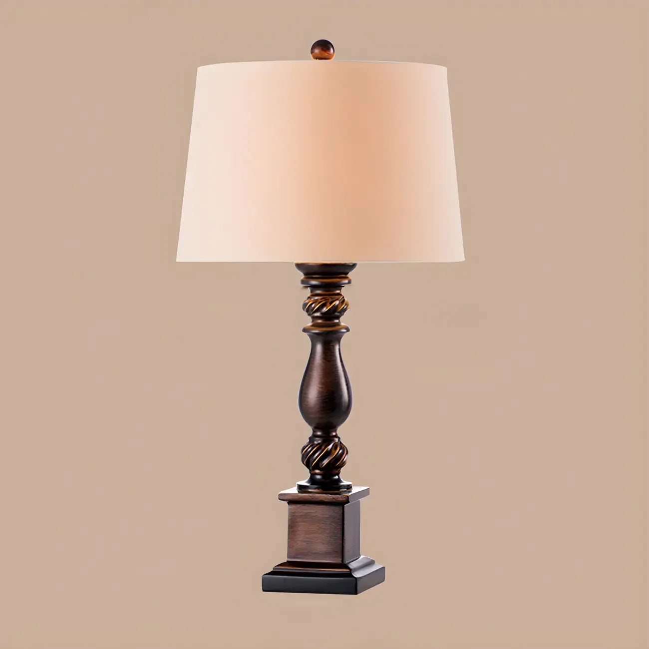 Lampe de table LED traditionnelle en résine brune pour éclairage de chevet