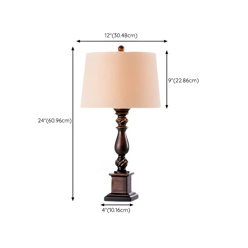 Lampe de table LED traditionnelle en résine brune pour éclairage de chevet
