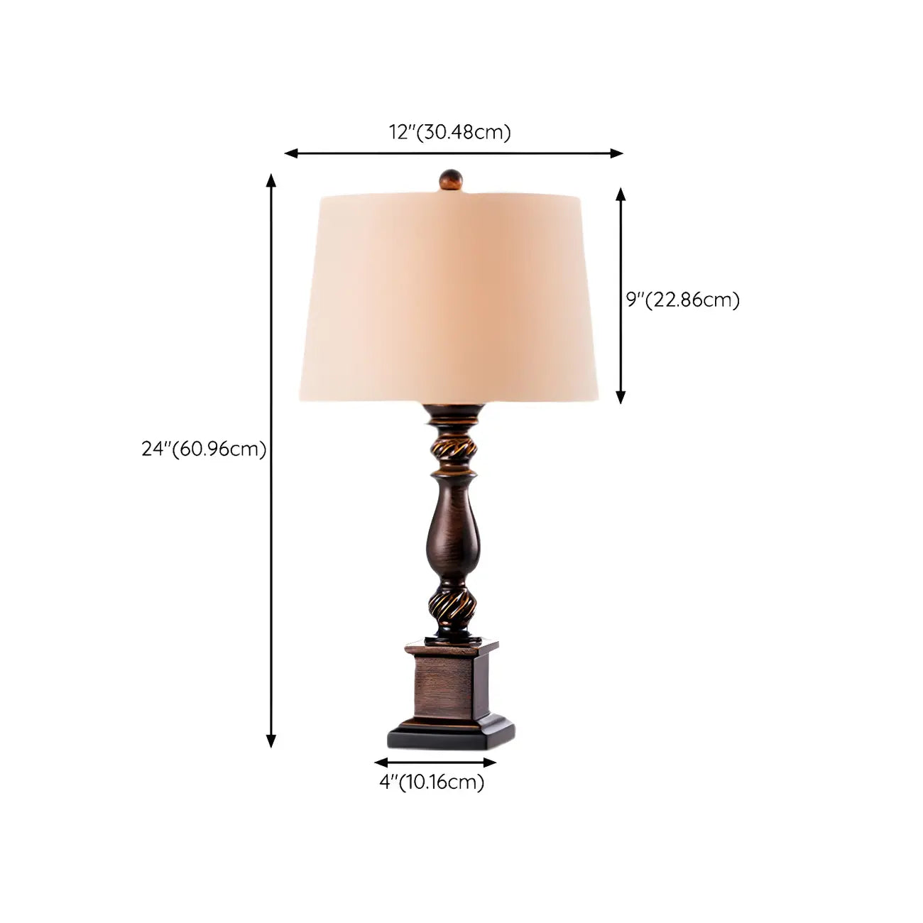 Lampe de table LED traditionnelle en résine brune pour éclairage de chevet