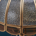 Lampada da tavolo vintage di lusso a forma di cupola in ottone e vetro