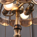 Lampada da tavolo vintage di lusso a forma di cupola in ottone e vetro