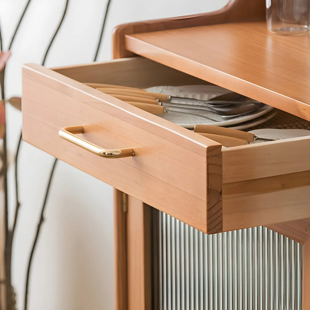 vaisselier de cuisine ouvert en bois de cerisier
