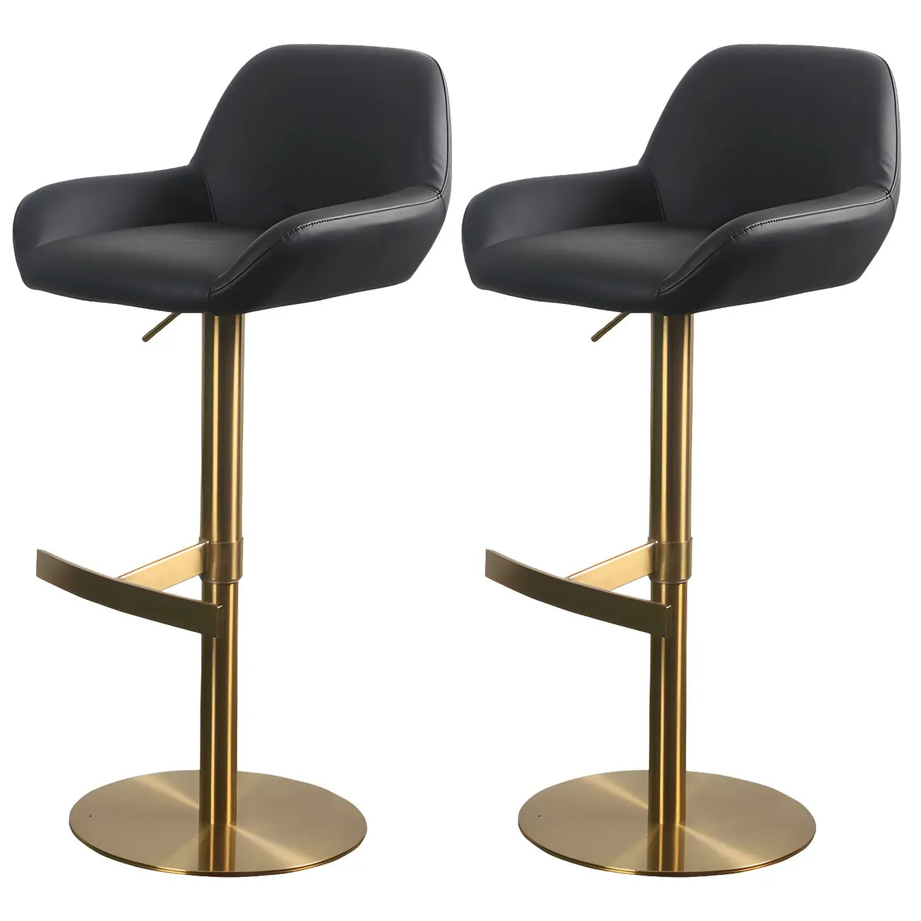 Tabourets de bar pivotants et réglables en métal brillant