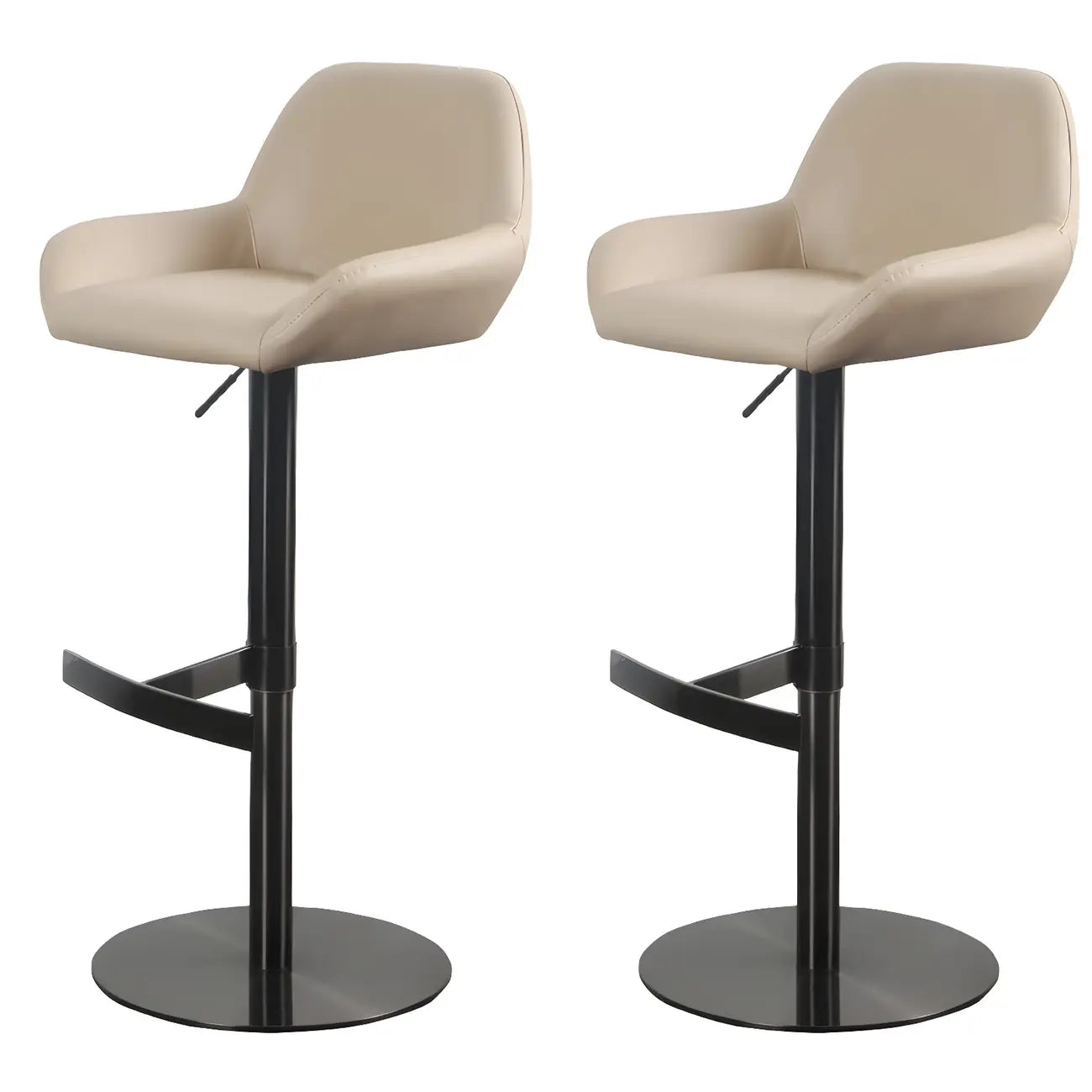 Tabourets de bar pivotants et réglables en métal brillant