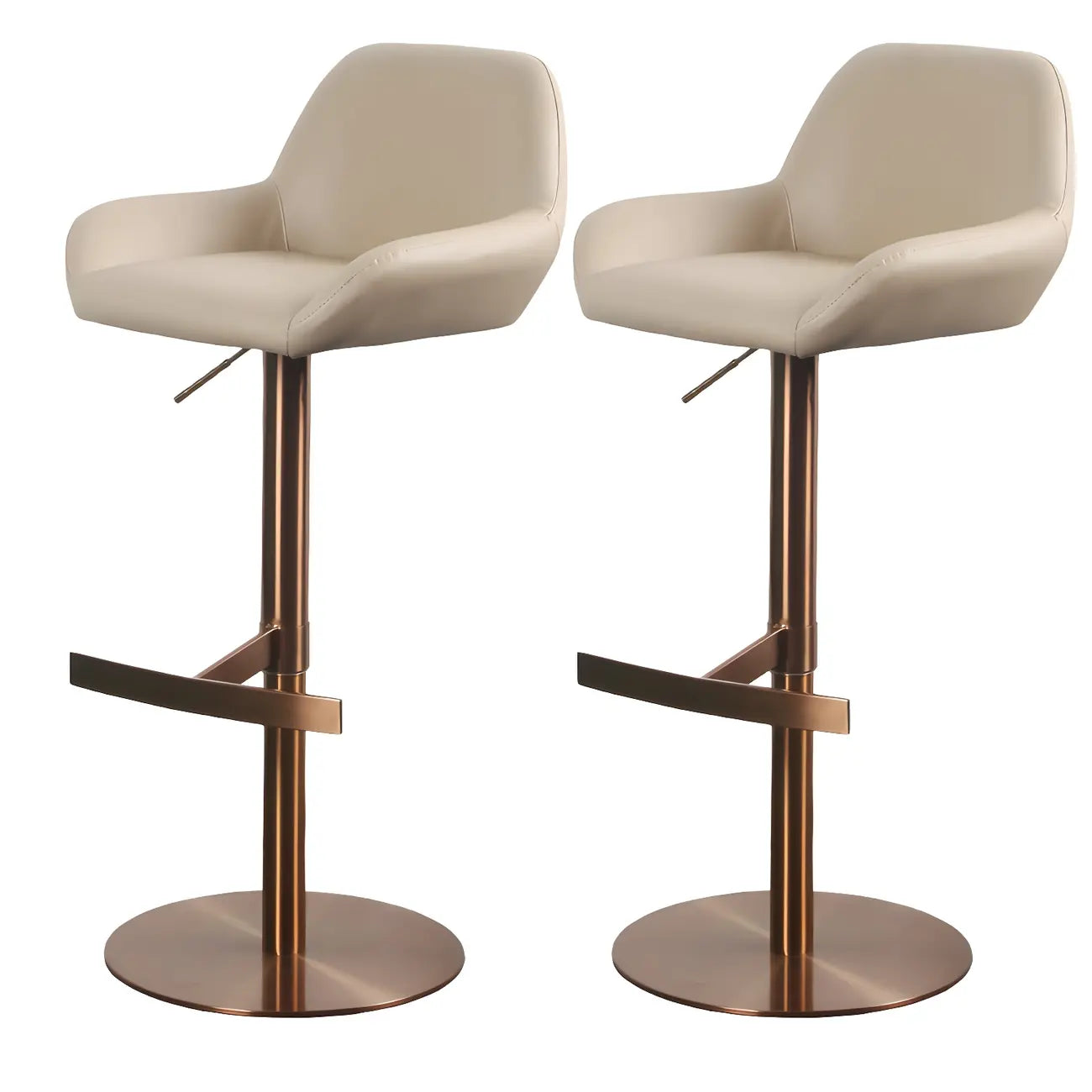 Tabourets de bar pivotants et réglables en métal brillant