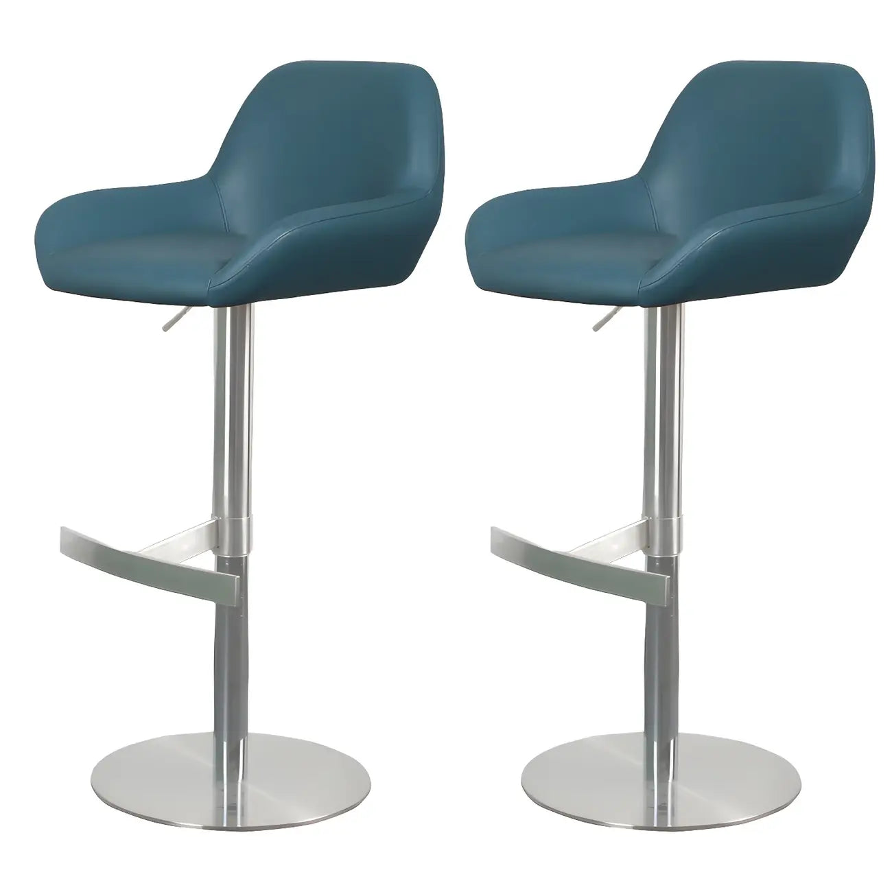 Tabourets de bar pivotants et réglables en métal brillant