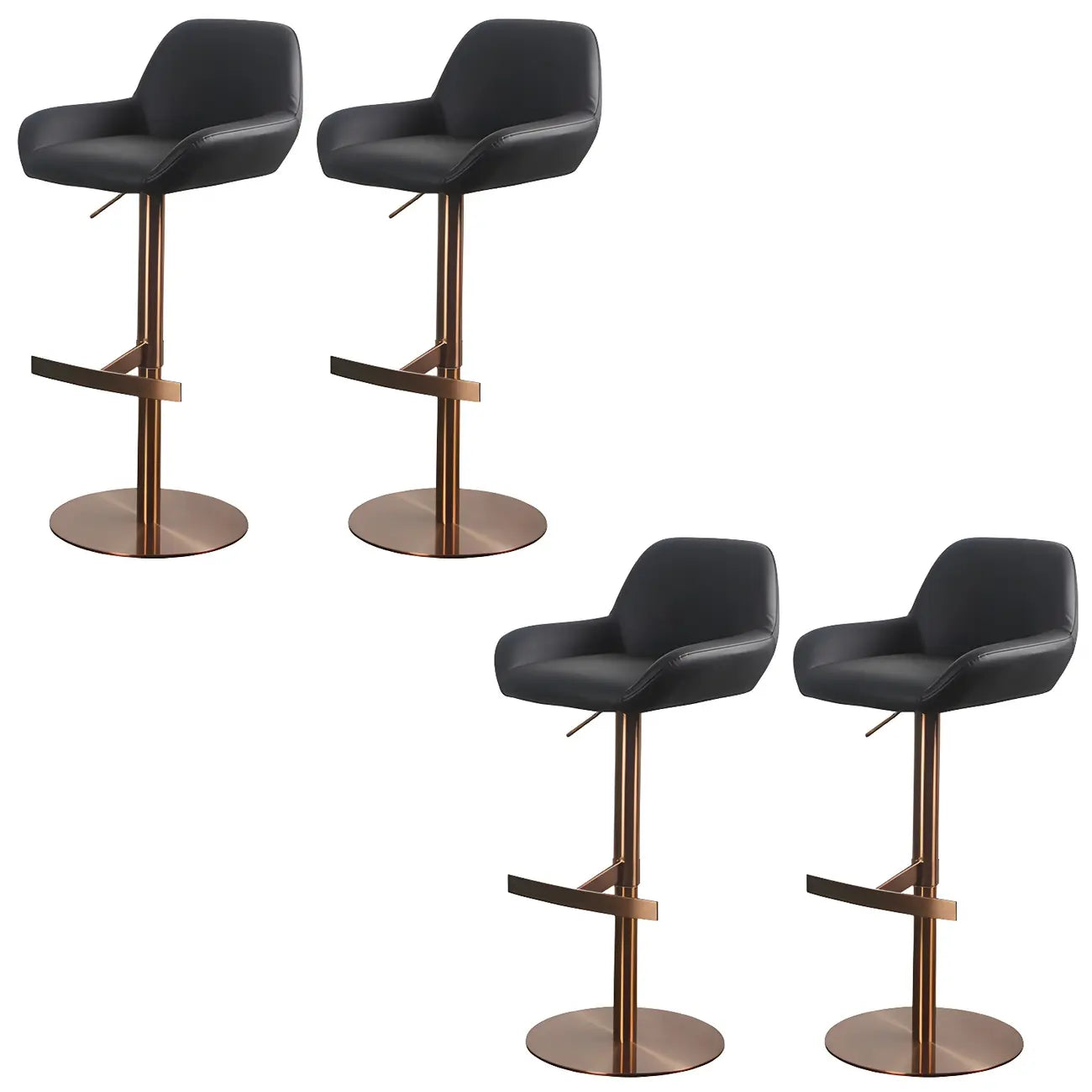 Tabourets de bar pivotants et réglables en métal brillant