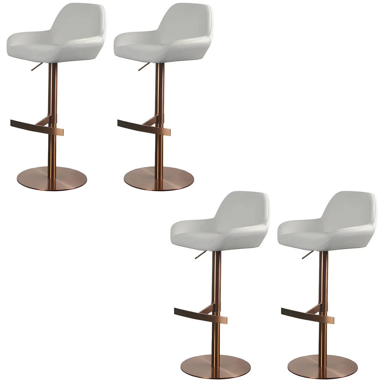 Tabourets de bar pivotants et réglables en métal brillant