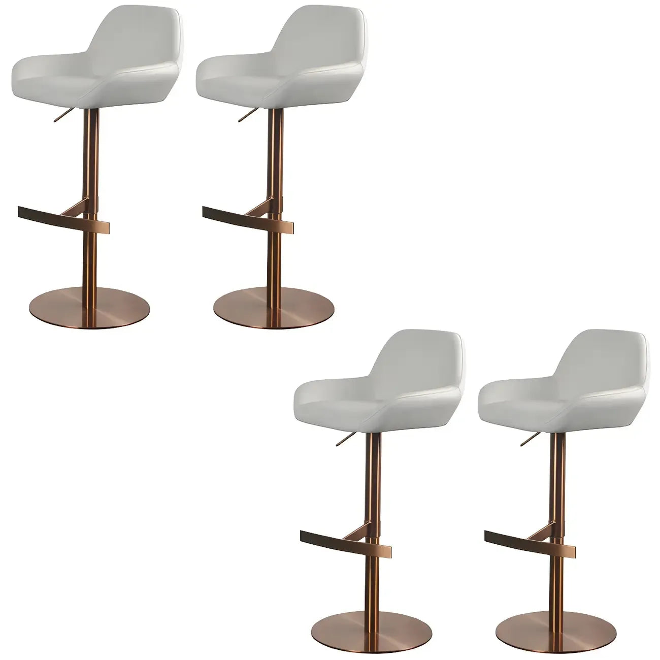 Tabourets de bar pivotants et réglables en métal brillant