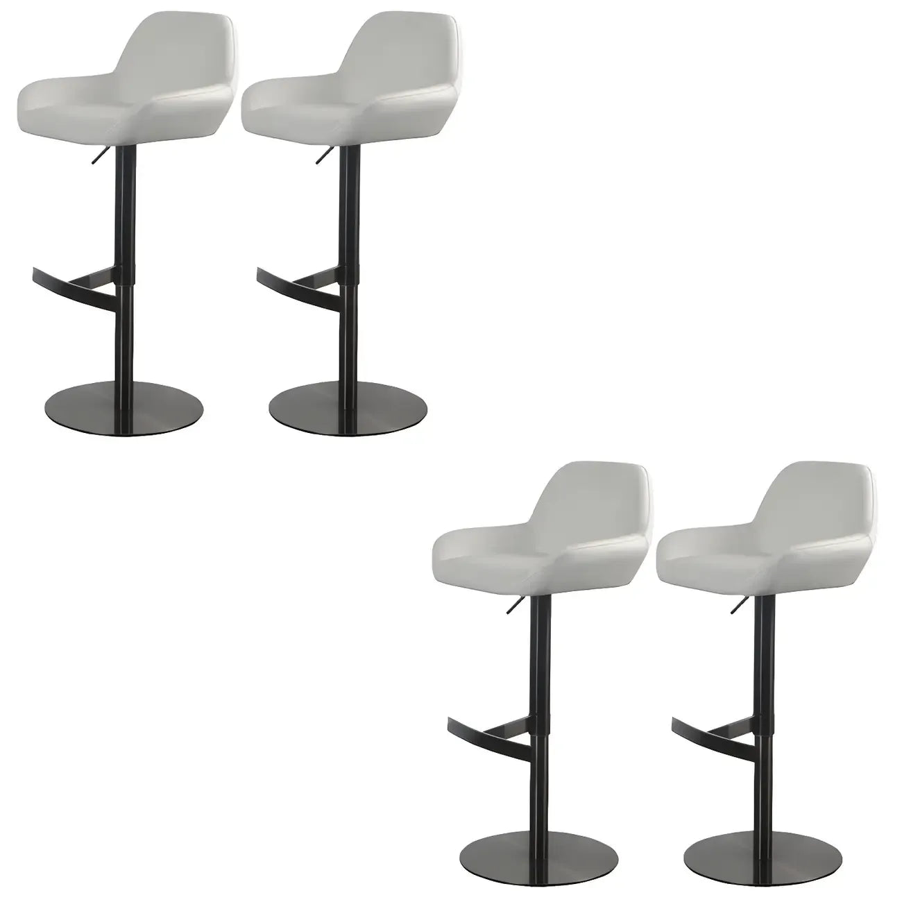 Tabourets de bar pivotants et réglables en métal brillant