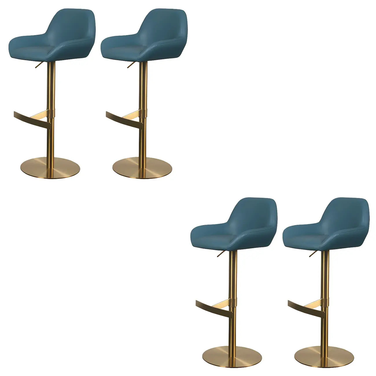 Tabourets de bar pivotants et réglables en métal brillant