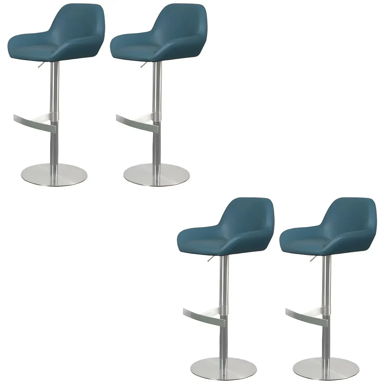 Tabourets de bar pivotants et réglables en métal brillant