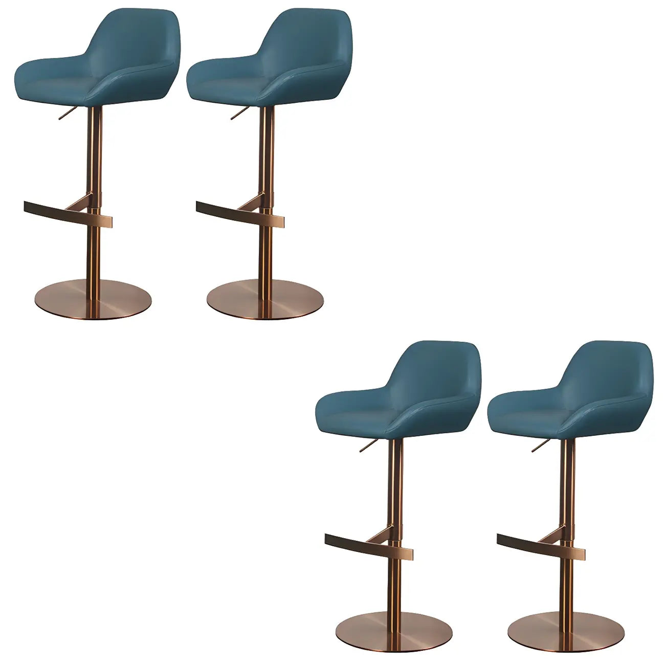 Tabourets de bar pivotants et réglables en métal brillant