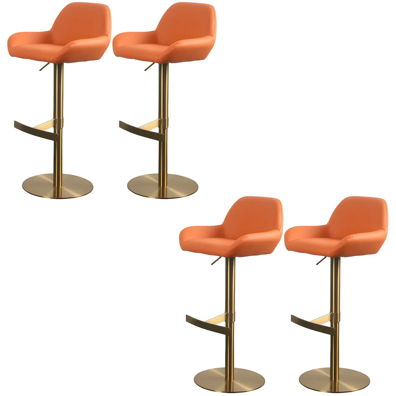 Tabourets de bar pivotants et réglables en métal brillant