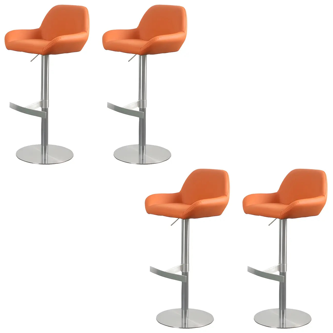 Tabourets de bar pivotants et réglables en métal brillant
