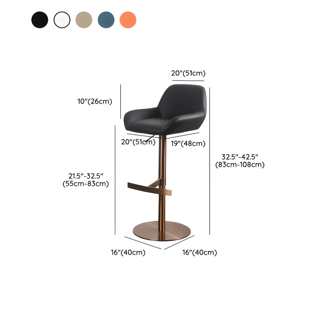 Tabourets de bar pivotants et réglables en métal brillant