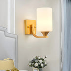 Applique murale moderne cylindrique en verre doré pour salle de bain