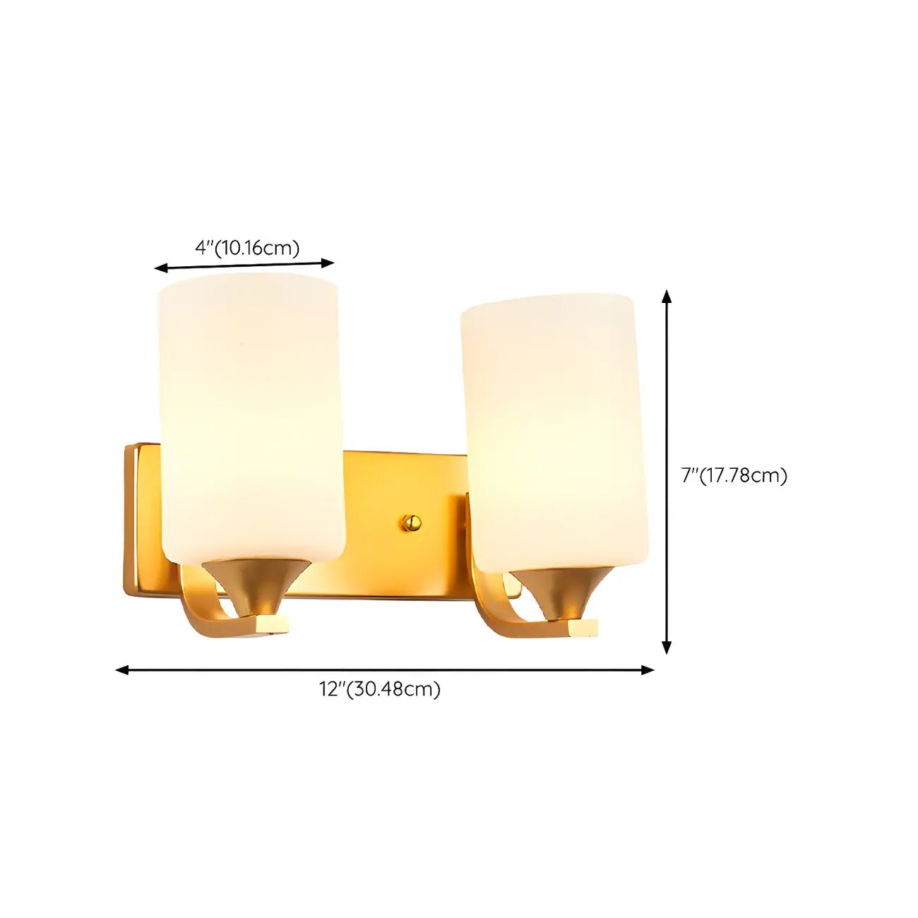 Applique murale moderne cylindrique en verre doré pour salle de bain