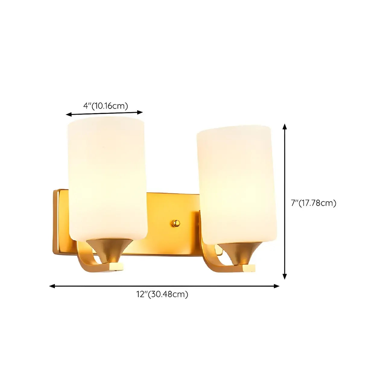 Applique murale moderne cylindrique en verre doré pour salle de bain