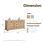 Meuble-lavabo Hervas avec plateau en marbre naturel, sans miroir.