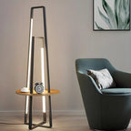 Lampadaire linéaire LED noir 63 avec étagère pour salon