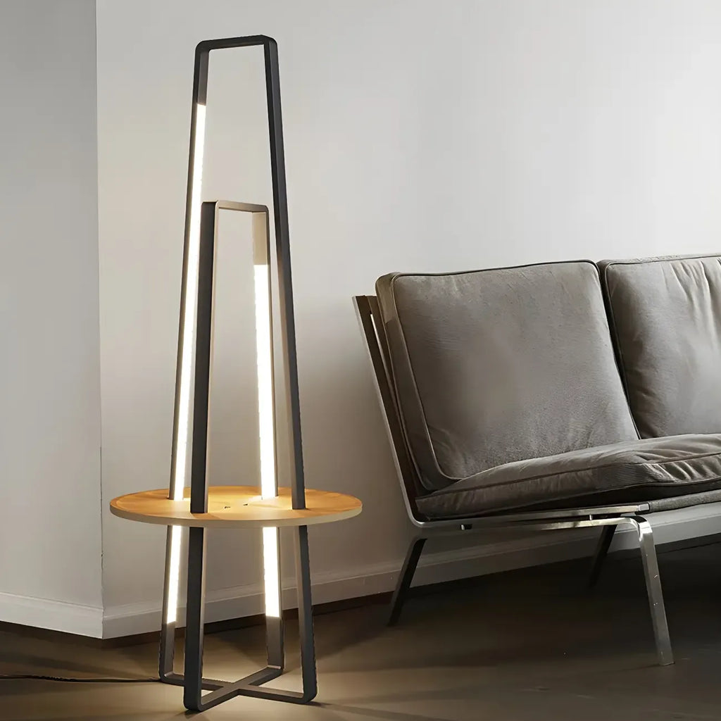 Lampadaire linéaire LED noir 63 avec étagère pour salon