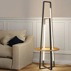 Lampadaire linéaire LED noir 63 avec étagère pour salon
