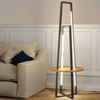 Lampadaire linéaire LED noir 63 avec étagère pour salon