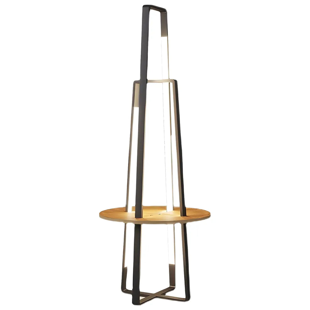 Lampadaire linéaire LED noir 63 avec étagère pour salon
