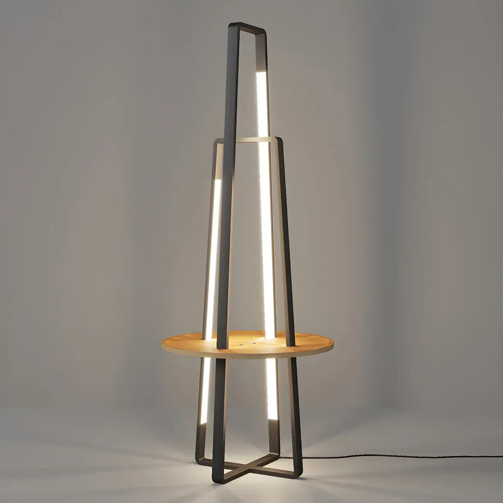 Lampadaire linéaire LED noir 63 avec étagère pour salon