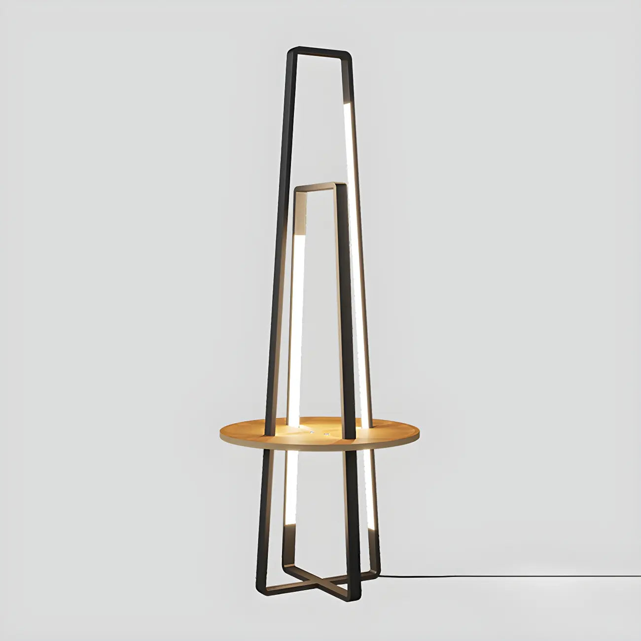 Lampadaire linéaire LED noir 63 avec étagère pour salon