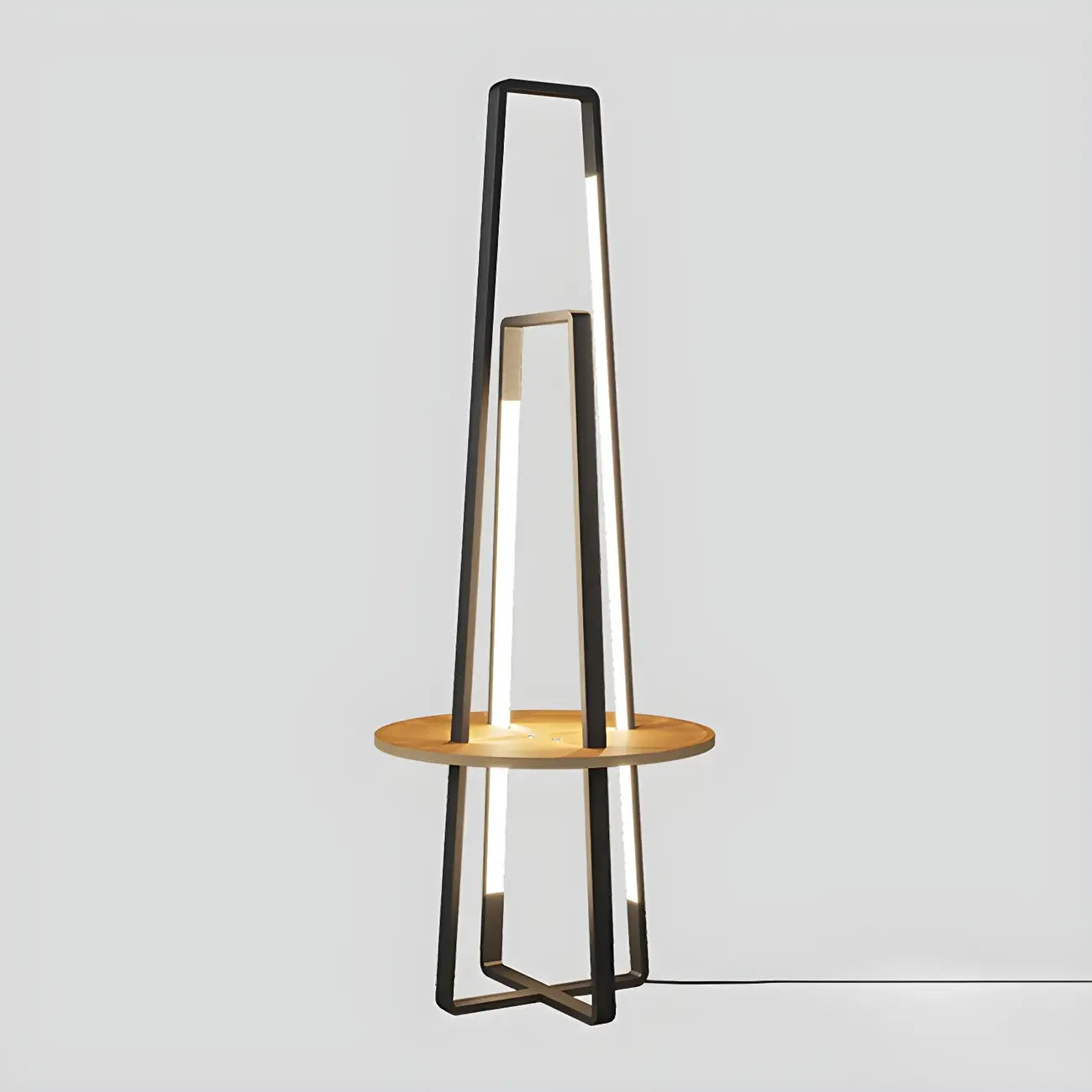 Lampadaire linéaire LED noir 63 avec étagère pour salon